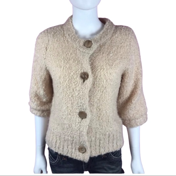 Anthropologie HWR Cardigan Sweater Pink Nubby Fox - Picture 2 of 8